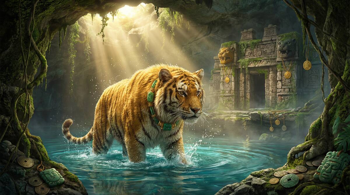 Fortune Tiger en Jubilee Casino - Tigre dorado en cenote maya